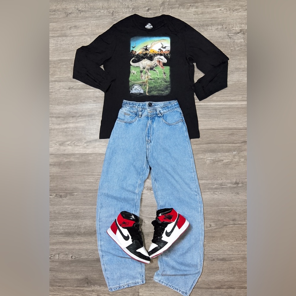 Black Dinosaur Graphic Long Sleeve Shirt